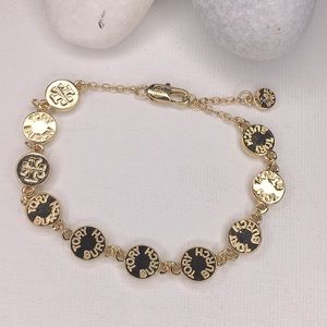 Tory Burch Two Sided Gold Kira Logo Disc Bracelet
